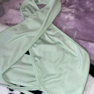 Mint Green Ribbed Halter Top